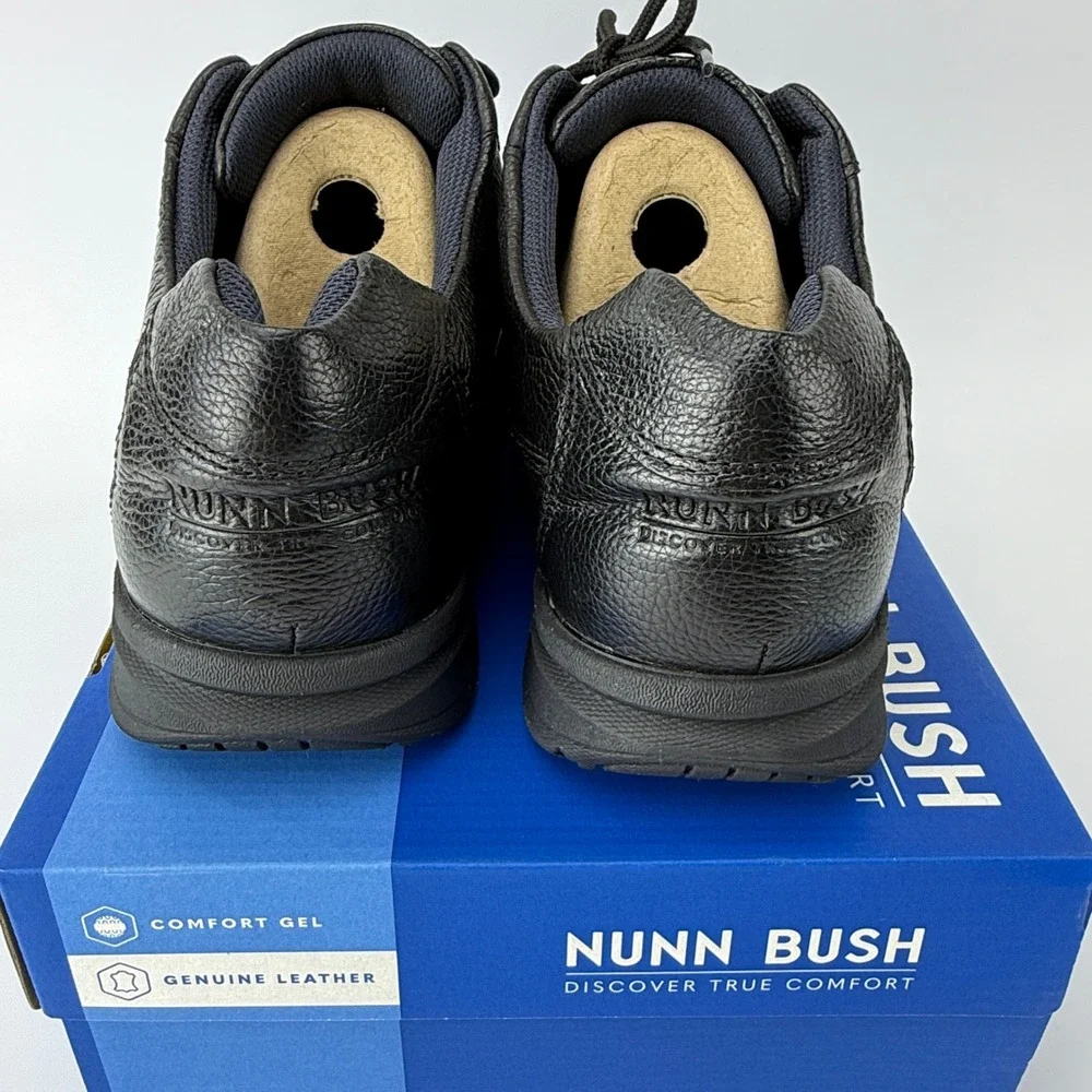 Nunn Bush Cam Oxford Dress Shoes Men 9.5 M Black Tumbled Leather Comfort Gel NIB